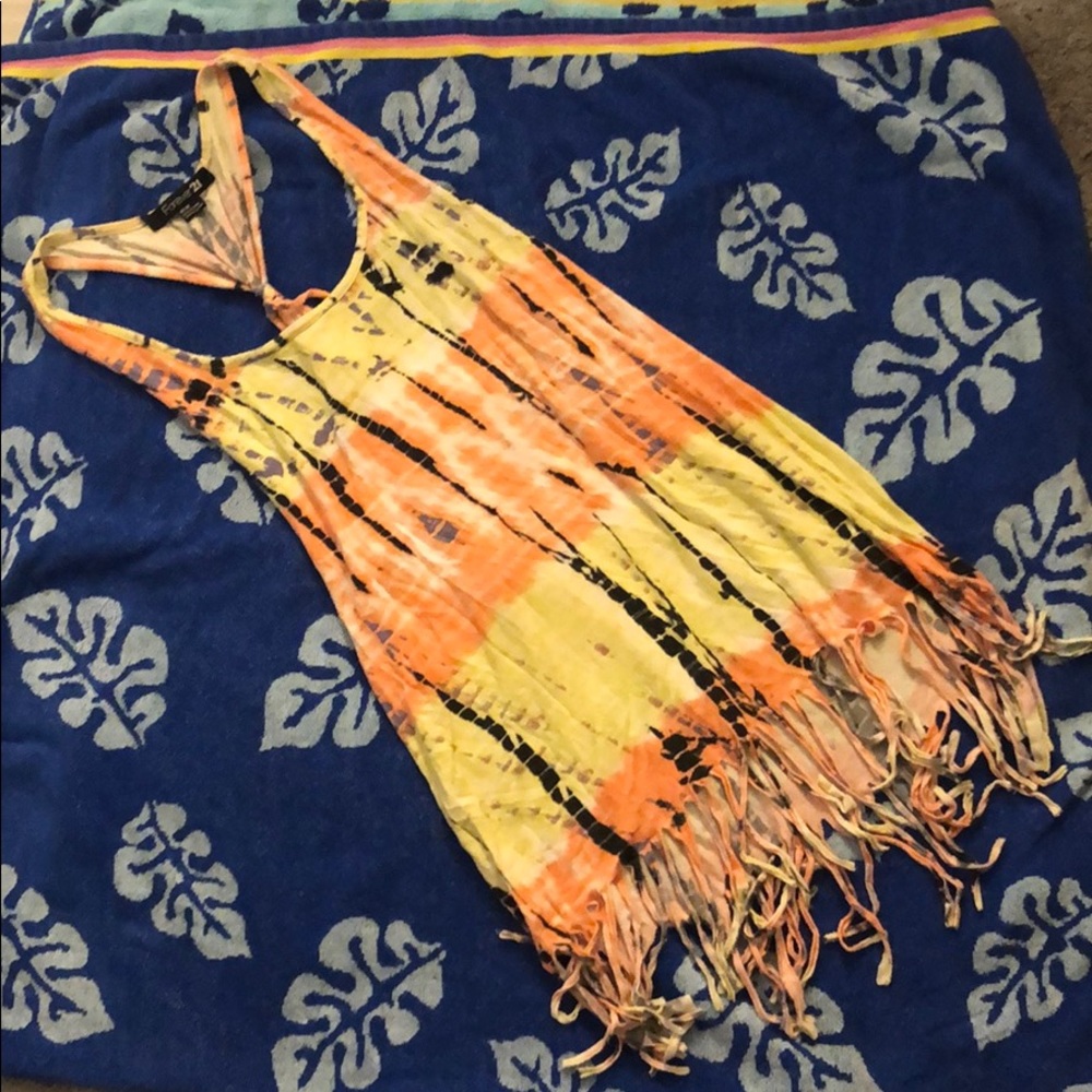 Forever 21 tie dye swim coverup with fringe